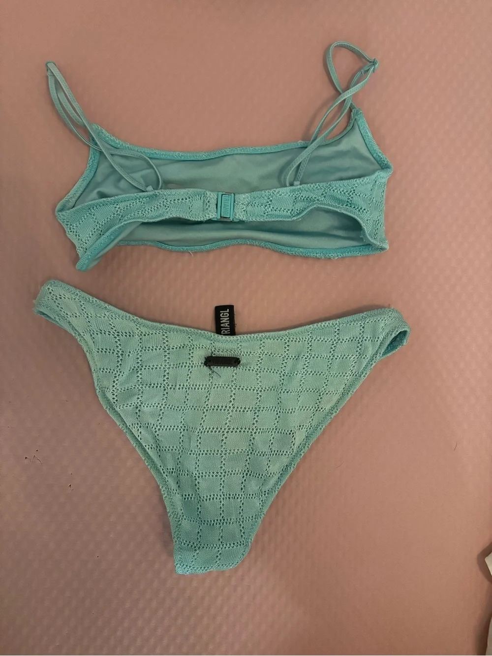 triangl swimwear Light Aqua Lace-Textured Bikini Set